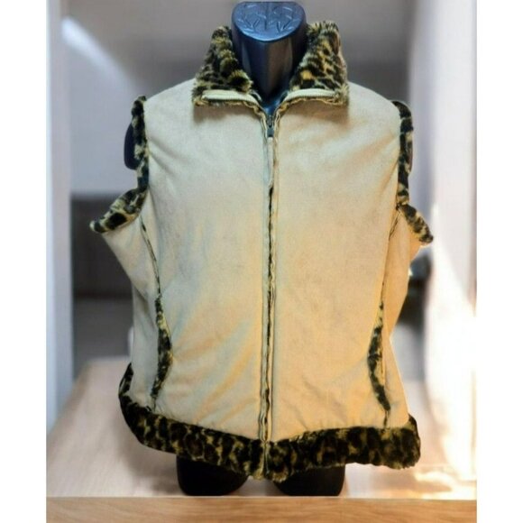 Cripple Creek Womens Faux Suede Full-Zip Jacket Small with Leopard Trim - Picture 1 of 6